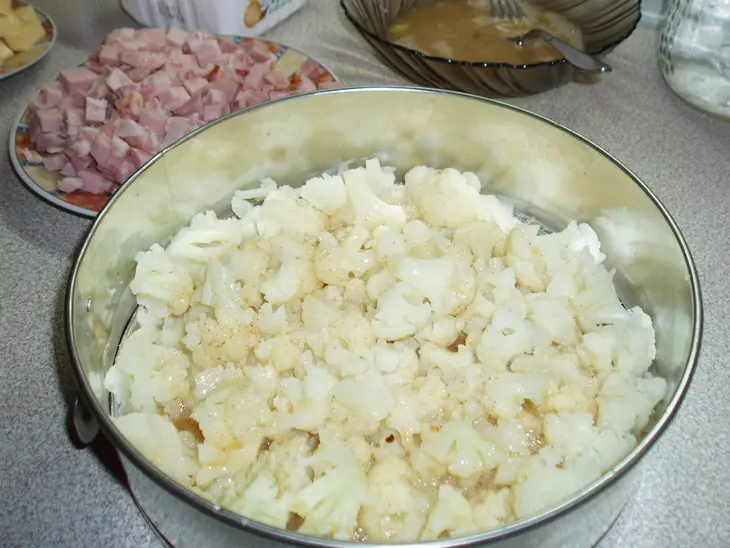 Цветная капуста с ветчиной и сыром: шаг 2