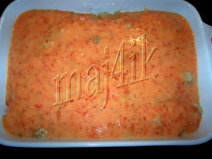 Запеканка из цветной капусты с куриной грудкой под соусом и сырной шапкой: шаг 6