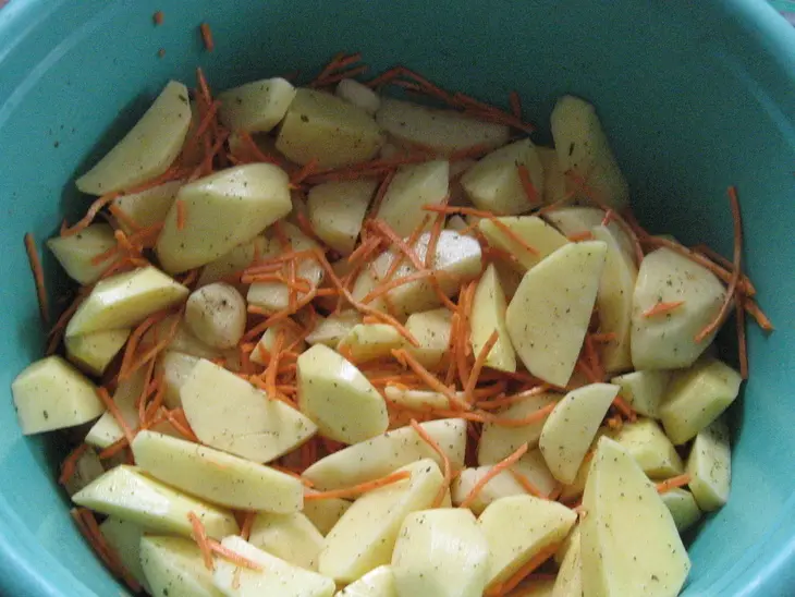Мясо с овощами в рукаве: шаг 2