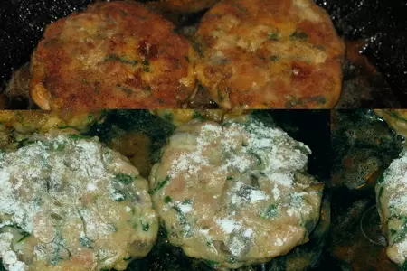 Биточки из копченой горбуши со шпинатом и грибами: шаг 7