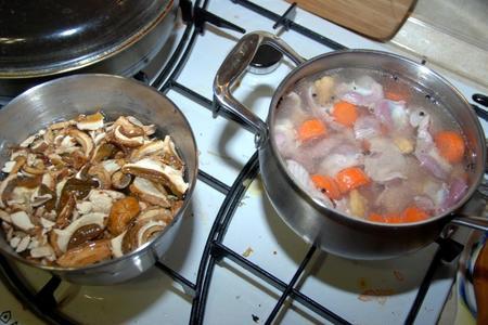 Желудочки цыпленка с грибами: шаг 2