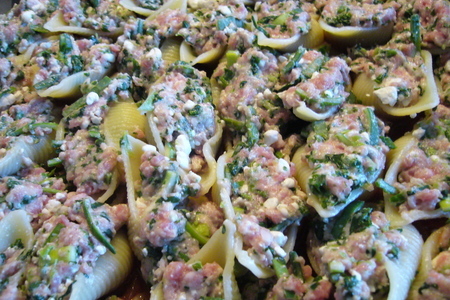 Conchiglioni(ракушки) фаршированые мясом, шпинатом и сыром: шаг 6