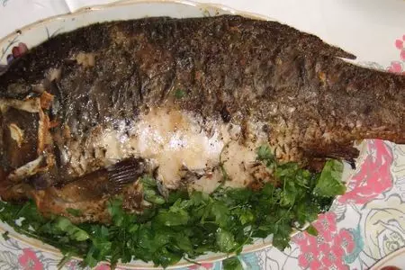 Карп  запеченный с овощами и грибами: шаг 6