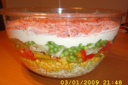 Вкусный слоёный салат: шаг 2