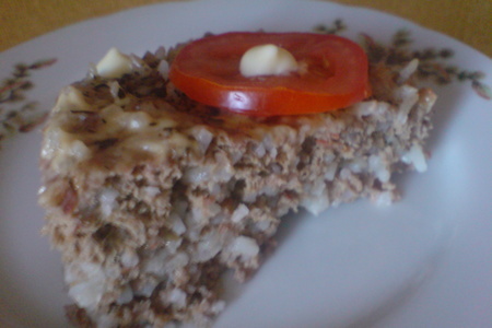 Мясной пирог  с рисом и помидоркой: шаг 5