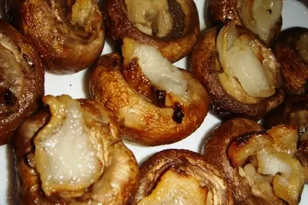 Шашлык из печени в сетке+ закусочные шампиньоны: шаг 6