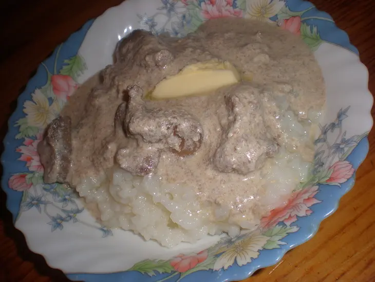 Печень бройлера в сметане. с рисом на гарнир.: шаг 3