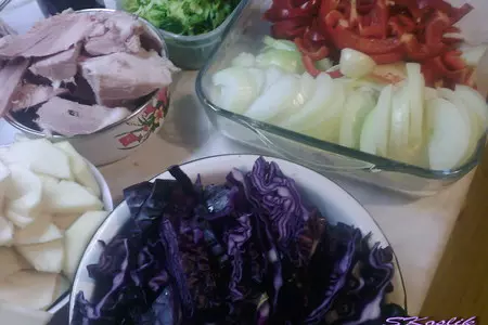 Краснокочанная капуста, красные яблоки и красные перцы, тушеные в красном вине: шаг 2