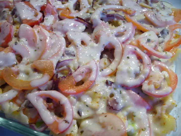 Фарфалле с песто, запеченные с овощами под соусом бешамель: шаг 5