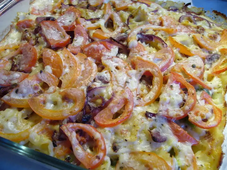 Фарфалле с песто, запеченные с овощами под соусом бешамель: шаг 6