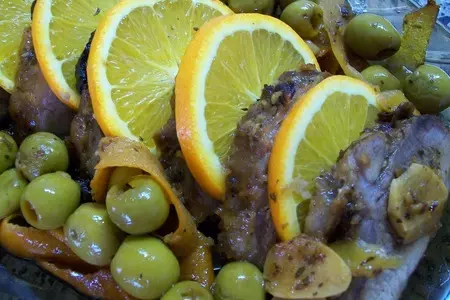 Мясо по-гречески...а по-русски просто "свинья в апельсинах": шаг 8