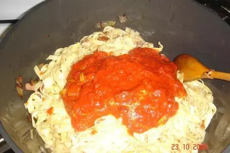 Макароны феттучини (fettuccine) с беконом и грибами: шаг 5