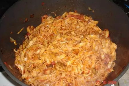 Макароны феттучини (fettuccine) с беконом и грибами: шаг 6