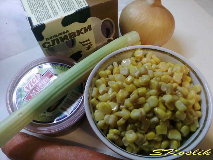 Суп - пюре из кукурузы с мидиями: шаг 1