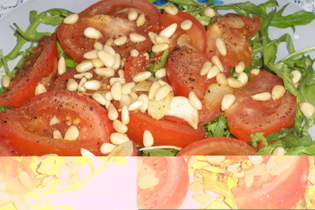 Теплый салат из руколы с помидорами: шаг 7