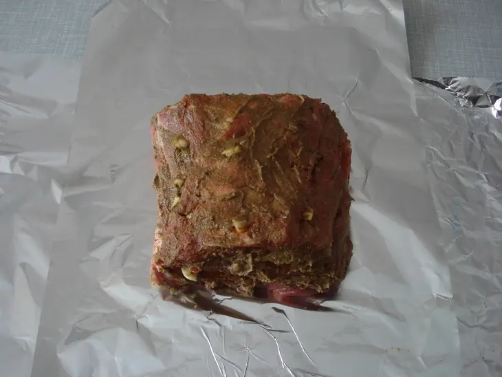 Мясо с горчицей в фольге"пикантное": шаг 6