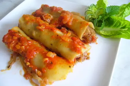 Каннеллони с квашеной капустой под томатным соусом: шаг 7