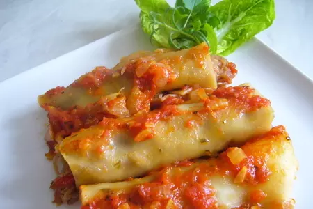 Каннеллони с квашеной капустой под томатным соусом: шаг 8