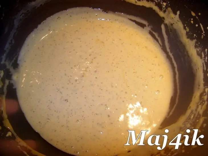 Заливной блинчатый кекс-пирог с начинкой: шаг 5