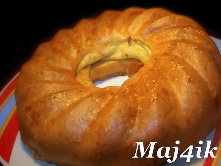 Заливной блинчатый кекс-пирог с начинкой: шаг 8