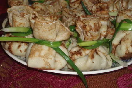 Блины "грибной мешочек с курочкой": шаг 2