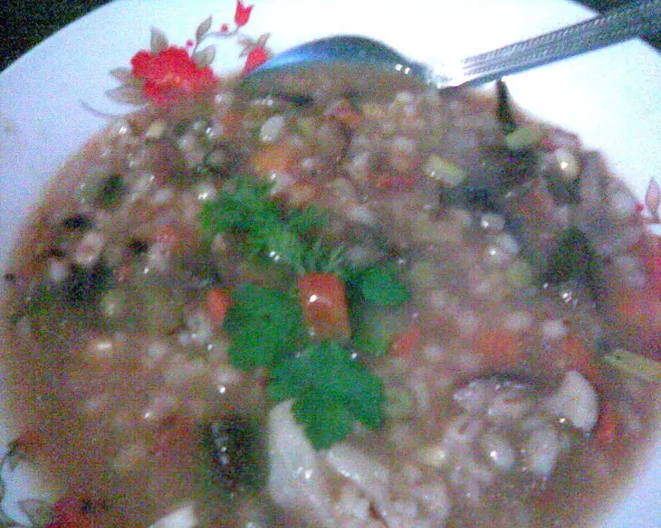 Густой перловый суп с грибами и овощами (постный): шаг 7