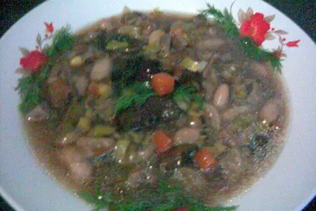 Густой грибной суп с  фасолью и овощами (постный): шаг 4