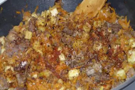 Мясо + овощи + лаваш = "сюрприз".: шаг 4