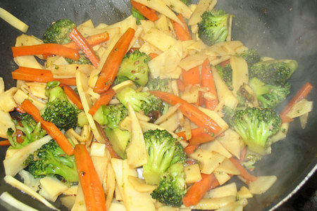 Грудка индейки с брокколи ,морковью и бамбуком: шаг 6