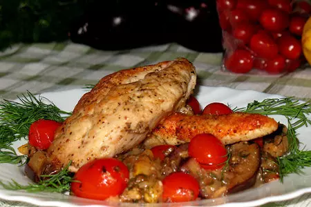 Лимонный куриный шницель с баклажанами и помидорами: шаг 6