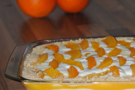 Фото к рецепту: А-ля  "тирамису"  апельсиново-абрикосовое