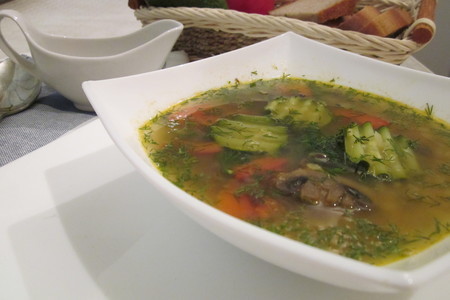 Суп чечевичный с грибами