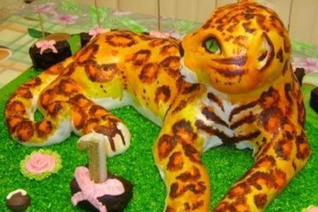 Торт "леопард" подарок для любимой дочери на годик + дуэль "мастичный 3д торт"