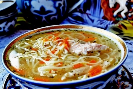 Куриный суп с домашней лапшой.(по мотивам узбекской кухни)