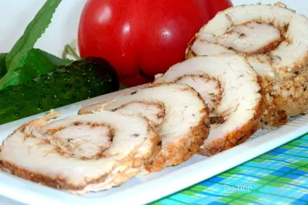 Диетический рулет из грудки индейки на пару, а кушают все!