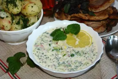 Окрошка на лимонном соке