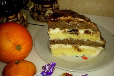 Фото к рецепту: Полосатый тортик