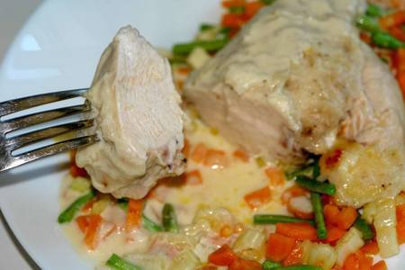 Филе цыпленка под винно-сливочным соусом