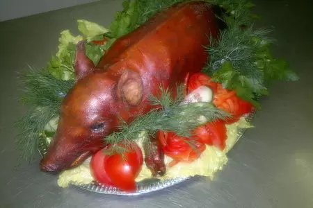 Поросенок фаршированный гречей и грибами