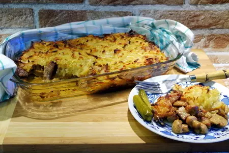 Сливочная мясная поджарка под хрустящей картофельной корочкой