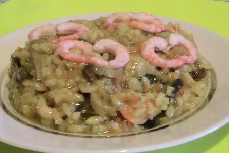 Ризотто с грибами и креветками