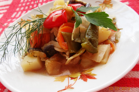 Фото к рецепту: Ароматное рагу из овощей (мультиварка)