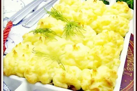 Картофельная запеканка с мясным фаршем.