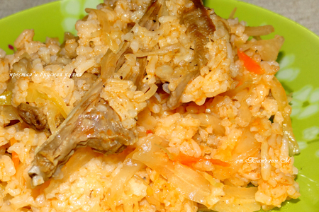 Фото к рецепту: Баранина, тушеная с квашеной капустой и рисом в мульте
