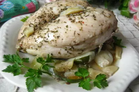 Куриная грудка с цукини и пореем на пару (тест -драйв)