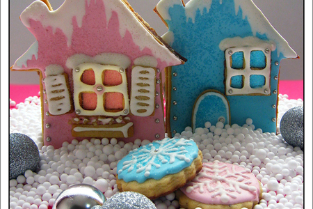 Имбирное печенье с глазурью "рождественские домики"