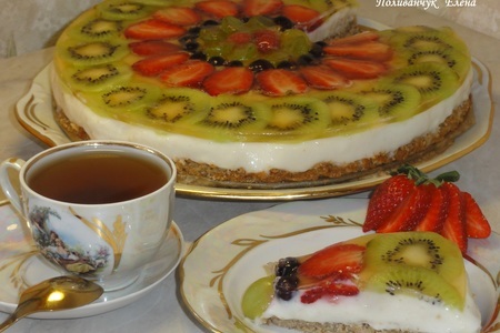 “геркулесовое  кофе” и геркулесовый  тарт с рисовым кремом и фруктами 