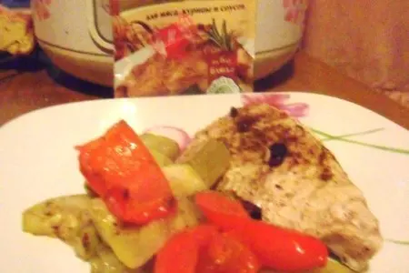 Паровая индейка с овощами