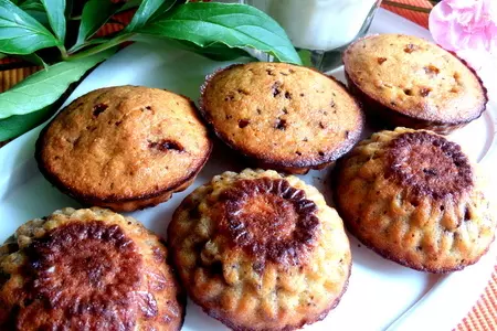 Кексы-маннички с бананом и сырочками