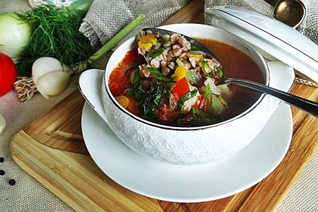 Летний овощной суп с гречкой.